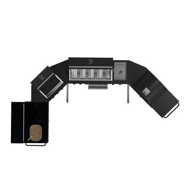 FORNO All’Aperto 99,600 BTU BBQ with 5 Stainless - Steel Burners with Infrared Burners & Side Burner, Sink Module with Black Sintered Stone Countertops, Plancha, Gas Pizza Oven, Bar & Beverage Cente - Ocklawaha Outpost