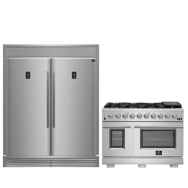 FORNO Premium 2 - Piece Kitchen Bundle: 48" Gas Range & 60" Convertible Refrigerator - Ocklawaha Outpost