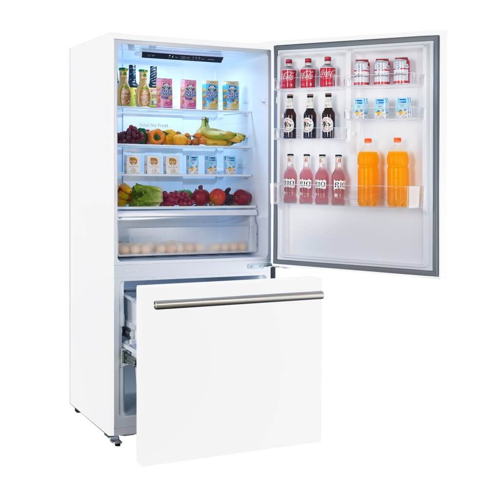 31″ Milano Espresso Bottom Freezer Right Swing Door Refrigerator in White - Ocklawaha Outpost