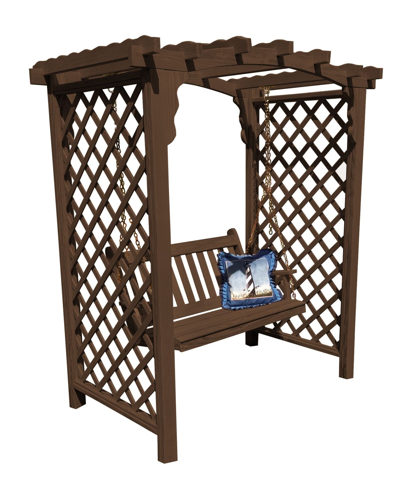 Amish Handcrafted 5' Jamesport Arbor & Swing: Premium Heart Pine Materials for Timeless Charm - Ocklawaha Outpost