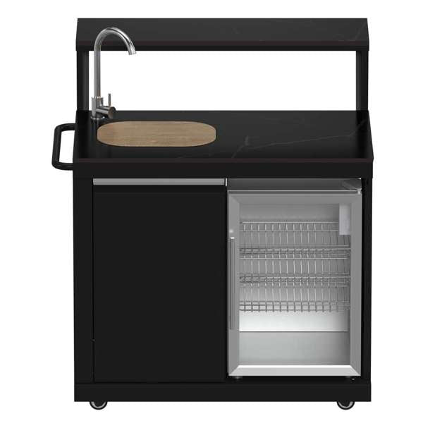 FORNO All’Aperto 99,600 BTU BBQ with 5 Stainless - Steel Burners with Infrared Burners & Side Burner, Sink Module with Black Sintered Stone Countertops, Plancha, Gas Pizza Oven, Bar & Beverage Cente - Ocklawaha Outpost