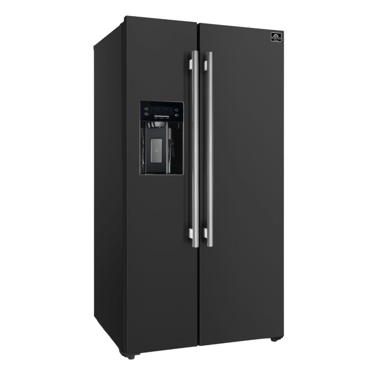 FORNO Espresso Salerno 36-inch Side-by-Side 20 cu.ft Refrigerator in Black with Ice & Water Dispenser - Ocklawaha Outpost