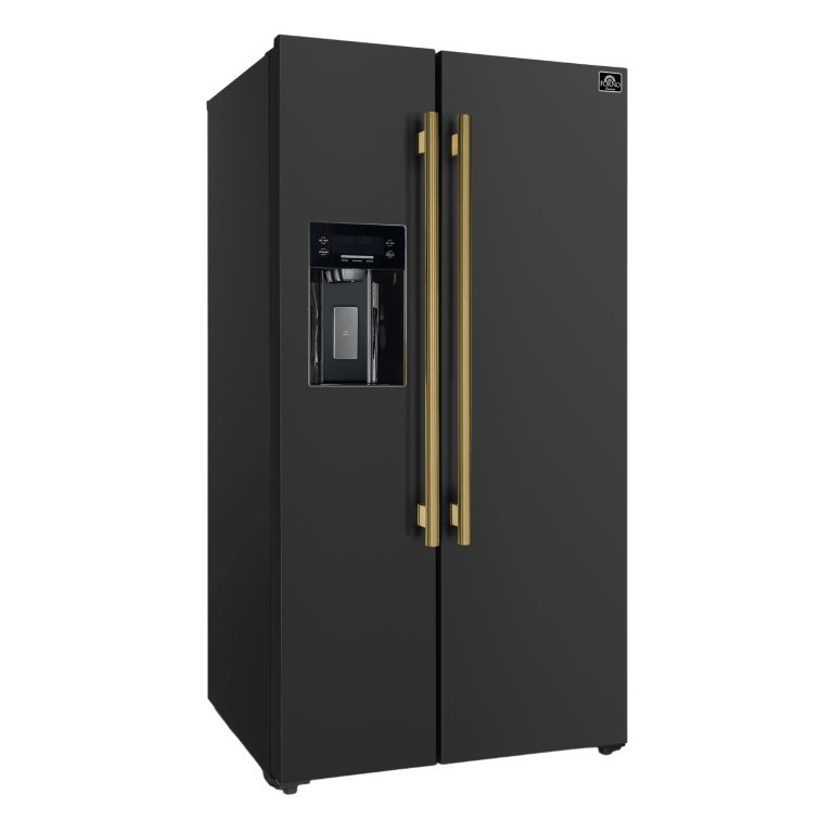 FORNO Espresso Salerno 36-inch Side-by-Side 20 cu.ft Refrigerator in Black with Ice & Water Dispenser - Ocklawaha Outpost