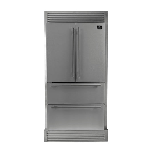 FORNO Moena 36″ French Door 19.2 Cu.Ft. Stainless Steel Refrigerator with Grill Trim - Ocklawaha Outpost