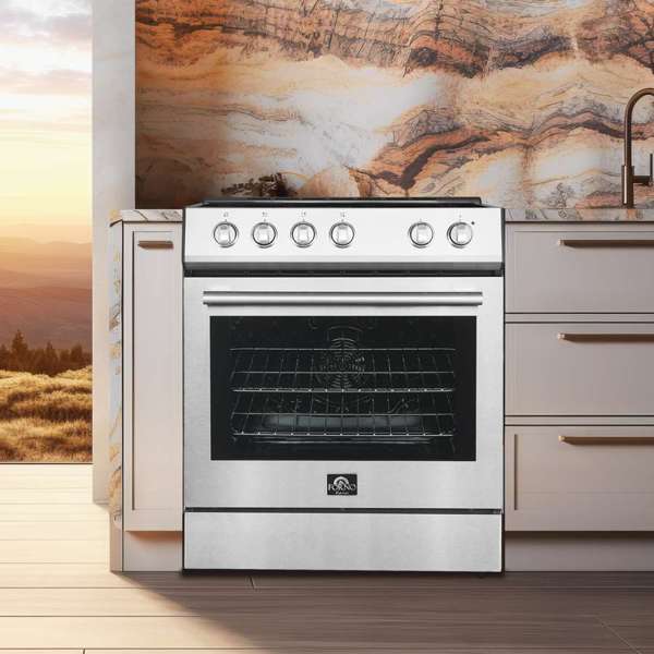 FORNO Premium 2 - Piece Kitchen Bundle - Leonardo Espresso 30" Range, 30" Range Hood - Ocklawaha Outpost