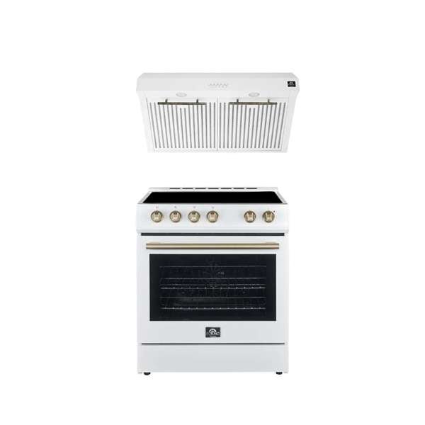 FORNO Premium 2 - Piece Kitchen Bundle - Leonardo Espresso 30" Range, 30" Range Hood - Ocklawaha Outpost