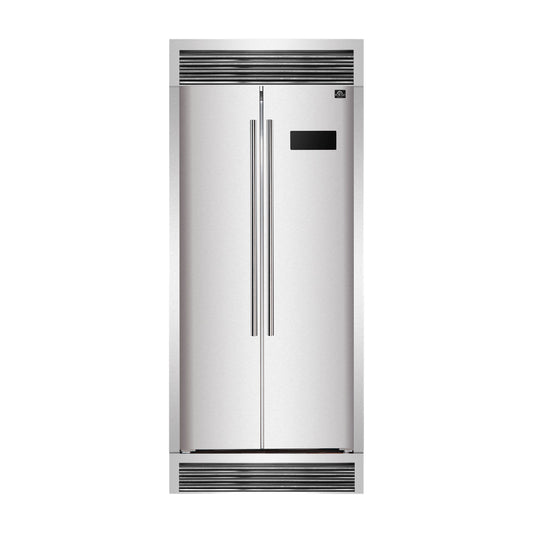 FORNO Salerno 33″ Side-by-Side 15.6 Cu.Ft. Stainless Steel Refrigerator with Grill Trim - Ocklawaha Outpost