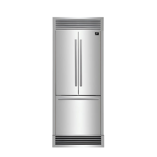 French Door Refrigerator with Bottom Freezer – Stainless Steel No Frost Fridge / Ice Maker, Decorative Grill Trim kit - Ocklawaha Outpost