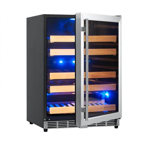 KingsBottle 44 Bottles 24 Inch Under Counter Dual Zone Wine Cooler Drinks - Ocklawaha Outpost